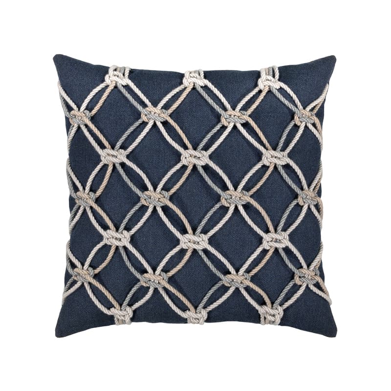 Elaine Smith 20" x 20" Indigo Rope Sunbrella Outdoor Pillow