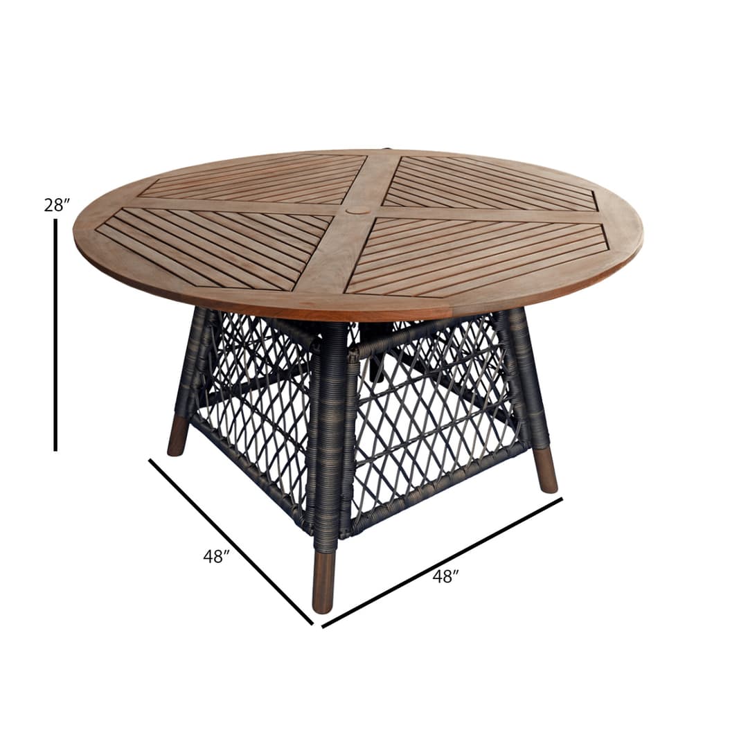 Jensen Outdoor Vintage 48" Woven Round Dining Table - Dimension Image Jensen Outdoor Vintage 48" Woven Round Dining Table - Dimension Image
