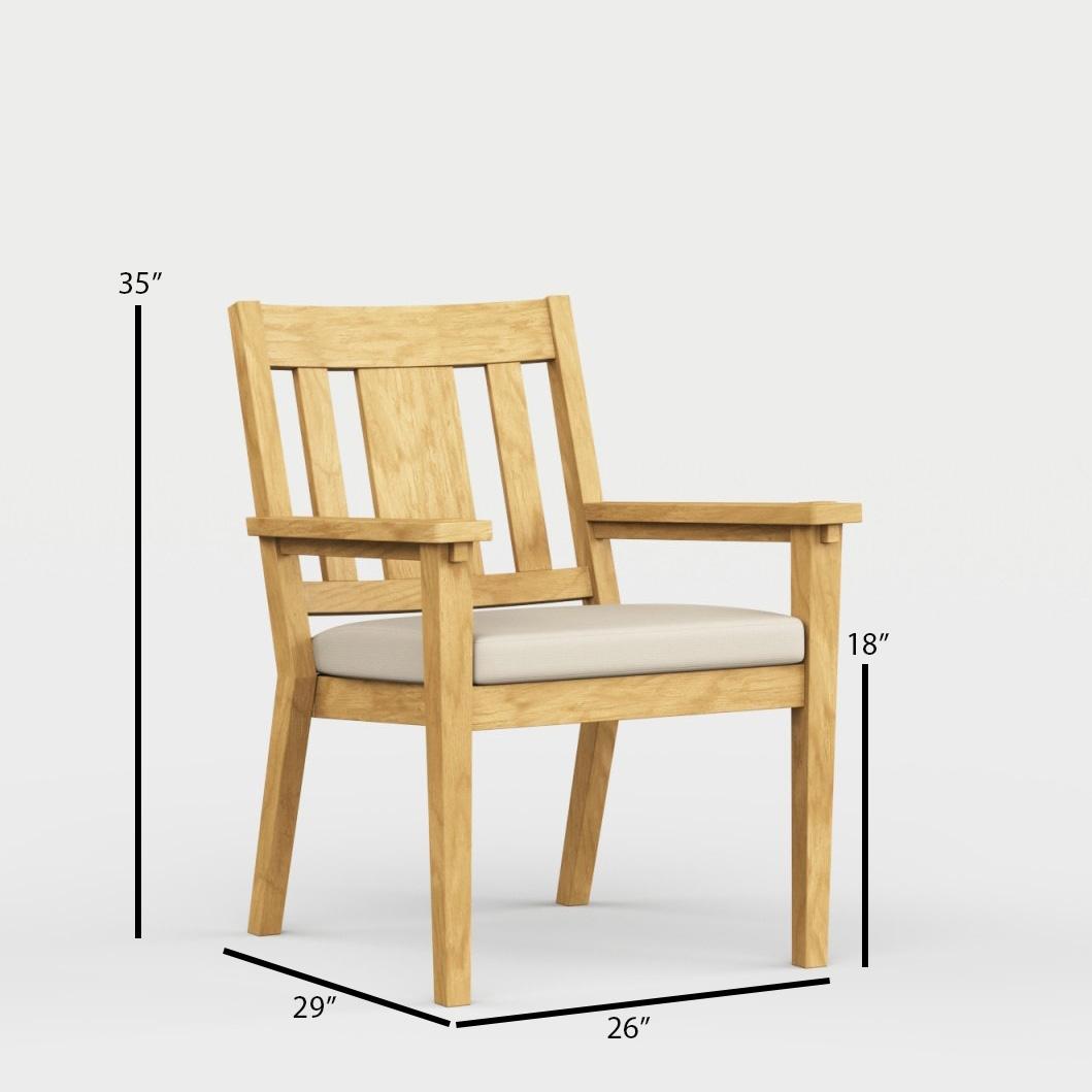 Jensen Outdoor Savannah Teak Dining Armchair - Dimension Image Jensen Outdoor Savannah Teak Dining Armchair - Dimension Image