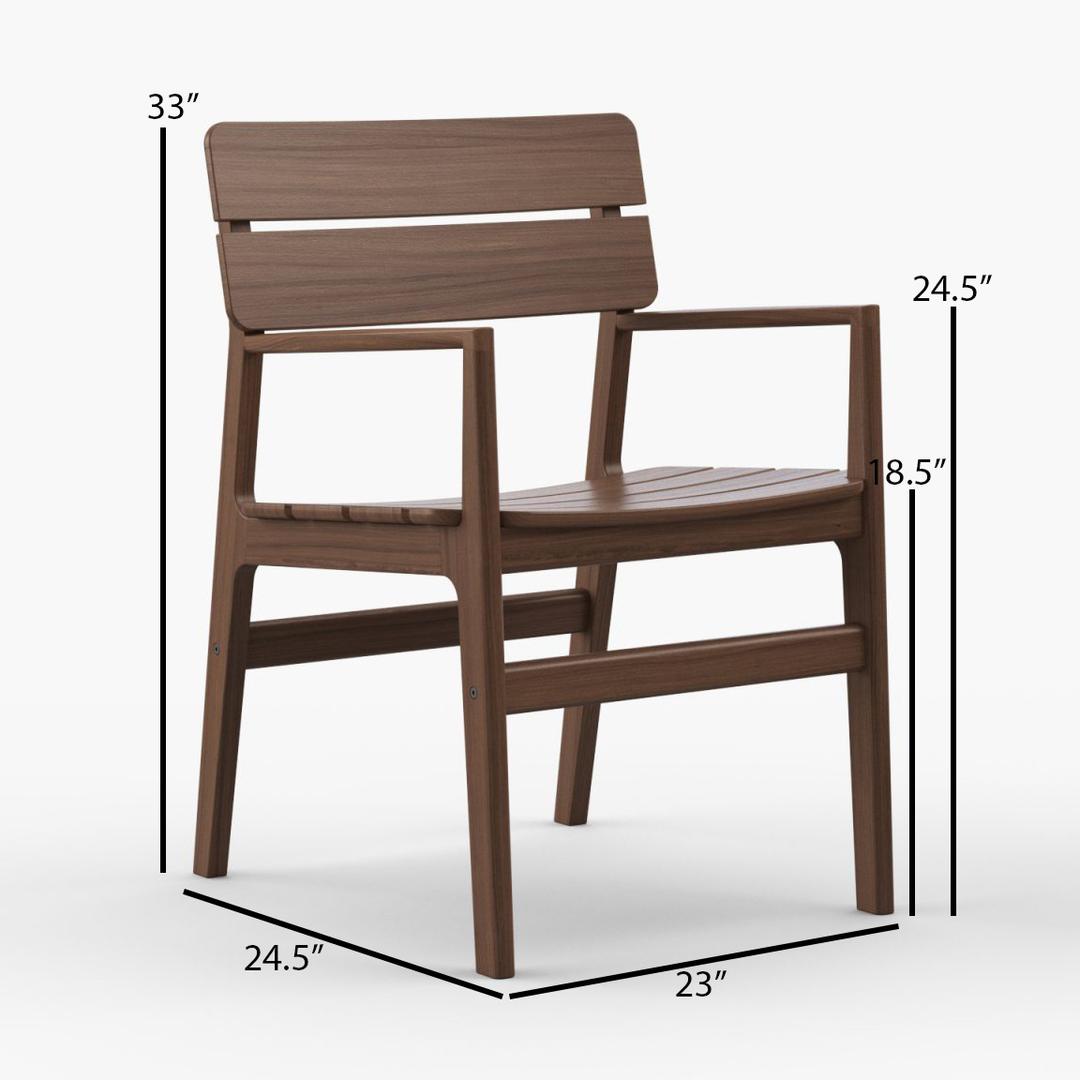 Jensen Outdoor Innova Aurora Ipe Wood Dining Armchair - Dimension Image Jensen Outdoor Innova Aurora Ipe Wood Dining Armchair - Dimension Image