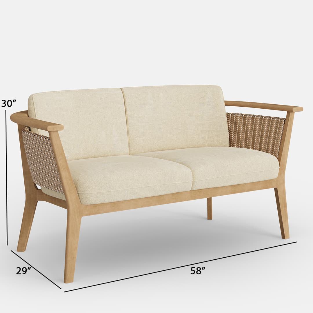 Jensen Outdoor Soleo Woven Loveseat - Dimension Image Jensen Outdoor Soleo Woven Loveseat - Dimension Image