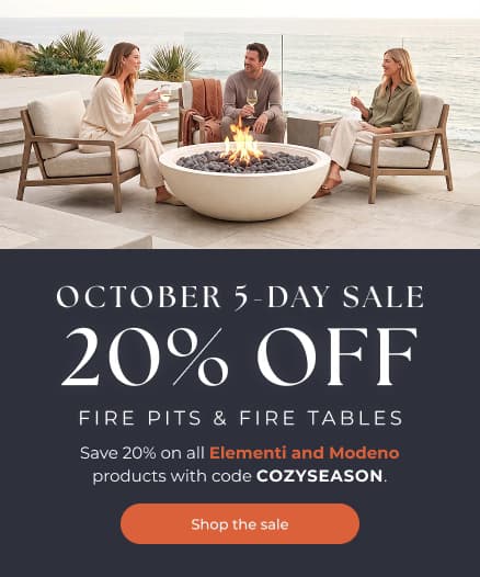 Elementi outdoor fire pits featured in a limited-time 5-day sale at AuthenTEAK.
